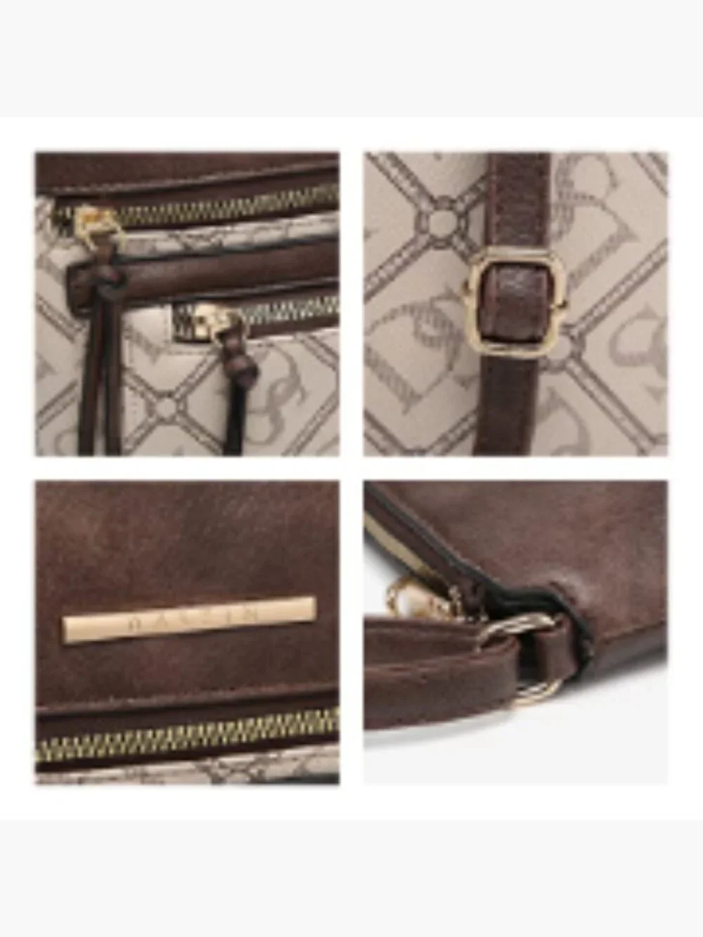 Women's Vegan Leather Crossbody Bag Adjustable Strap Multi Zipper Pockets